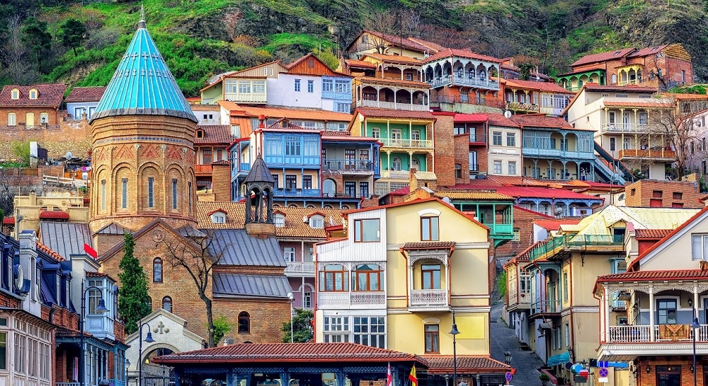 Colourful houses in Tbilisi, Georgia