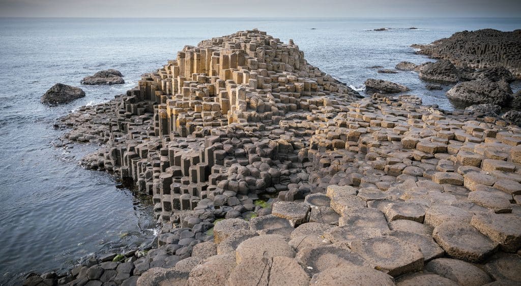 The hexagonal basal stones of Giant's Causeway in Northern Ireland