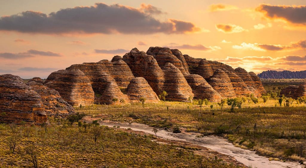 A picture of the Bungle Bungle Range at sunset.
