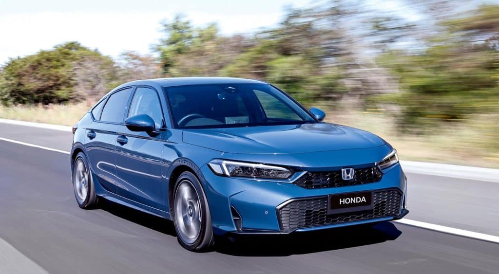 The Honda Civic on the road.