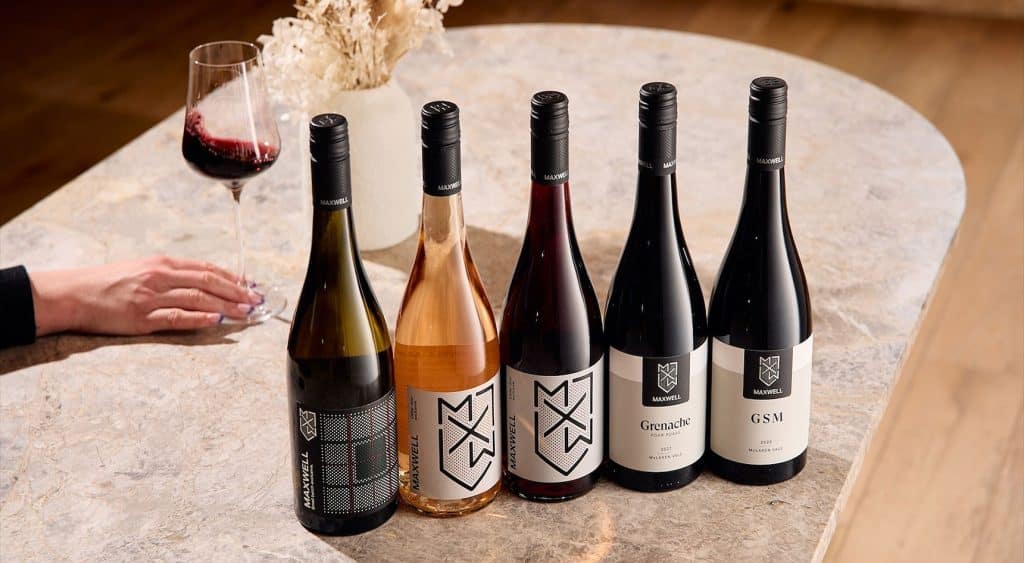 Wine bottles from Maxwell Wines.