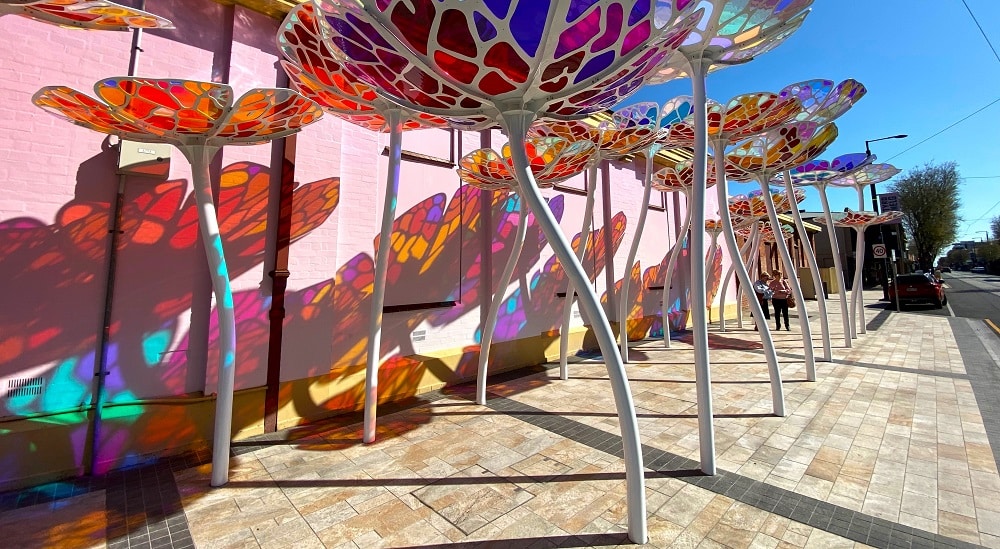 Colourful art installation on Jetty Road, Glenelg