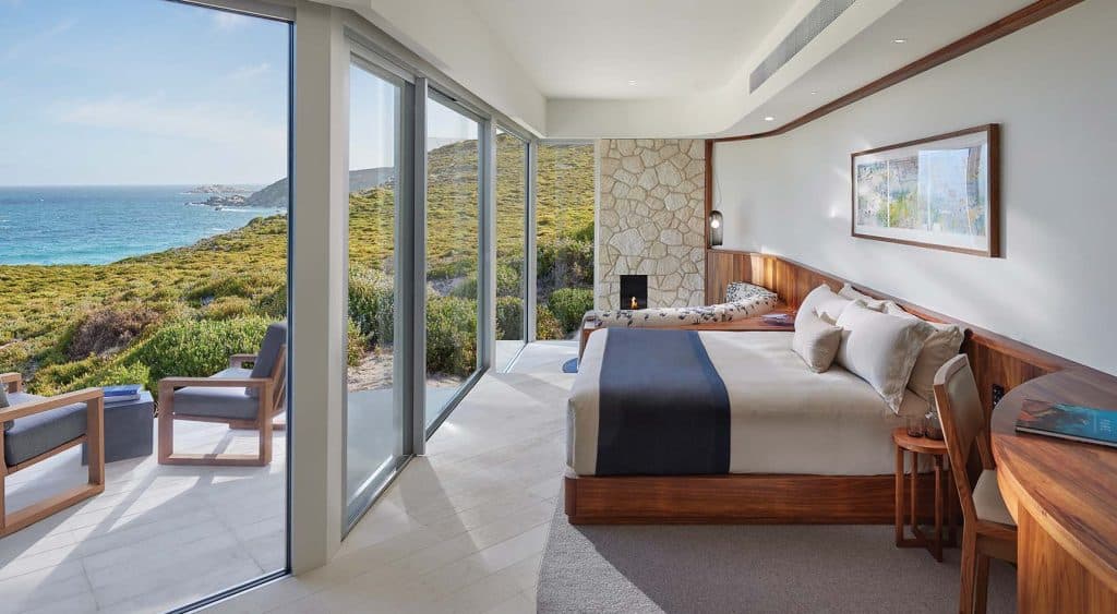 A image of the Southern Ocean Lodge and sea views.