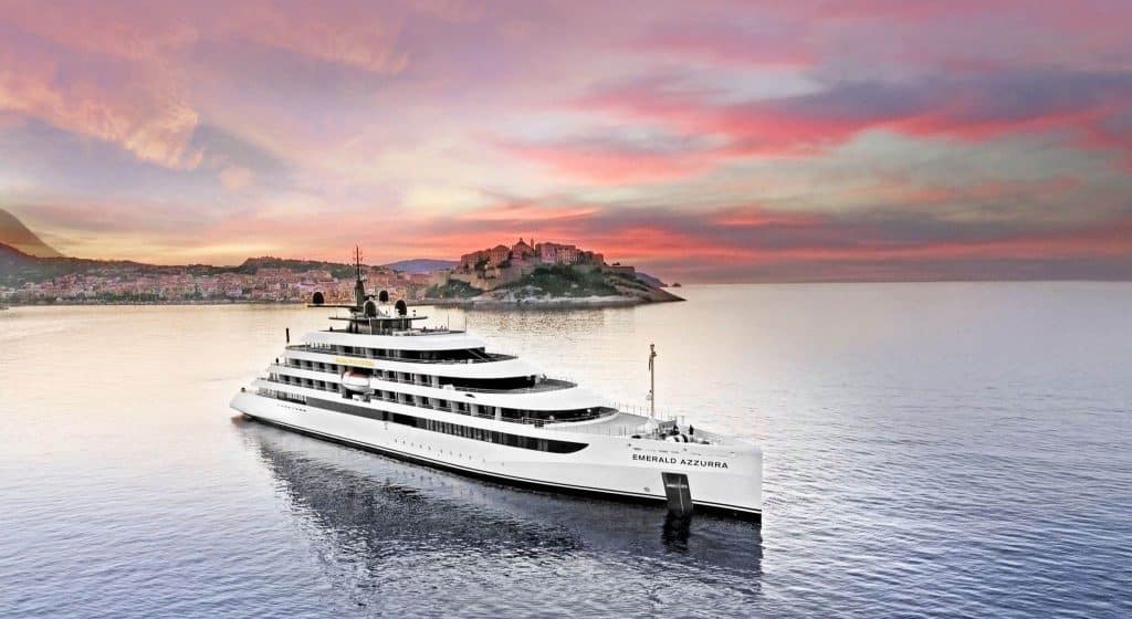 Emerald Azzurra moored off Corsica.