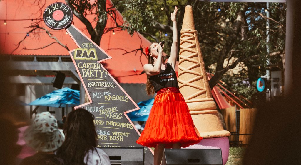Singer on stage at the RAA Garden Party
