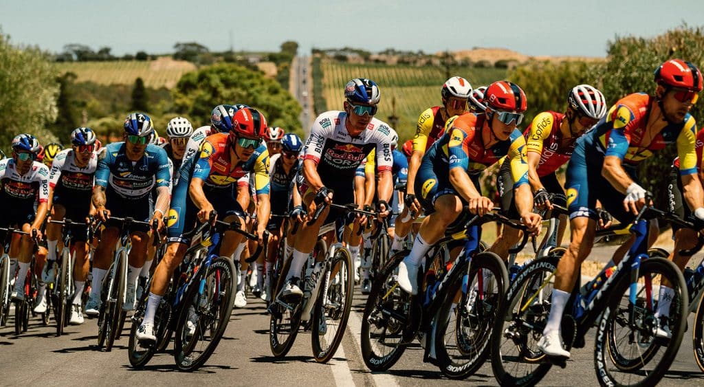 Riders competing at the Tour Down Under in Willunga